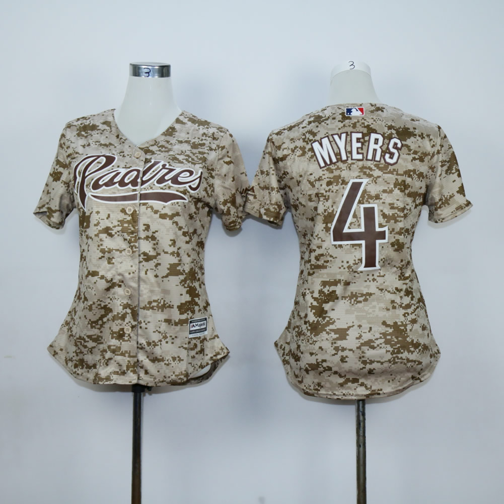 Women San Diego Padres #4 Myers Camo MLB Jerseys->san diego padres->MLB Jersey